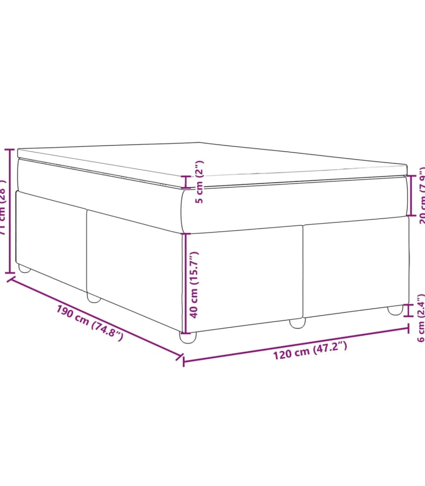 Discount Boxspring met matras stof taupe 120x190 cm Bedden