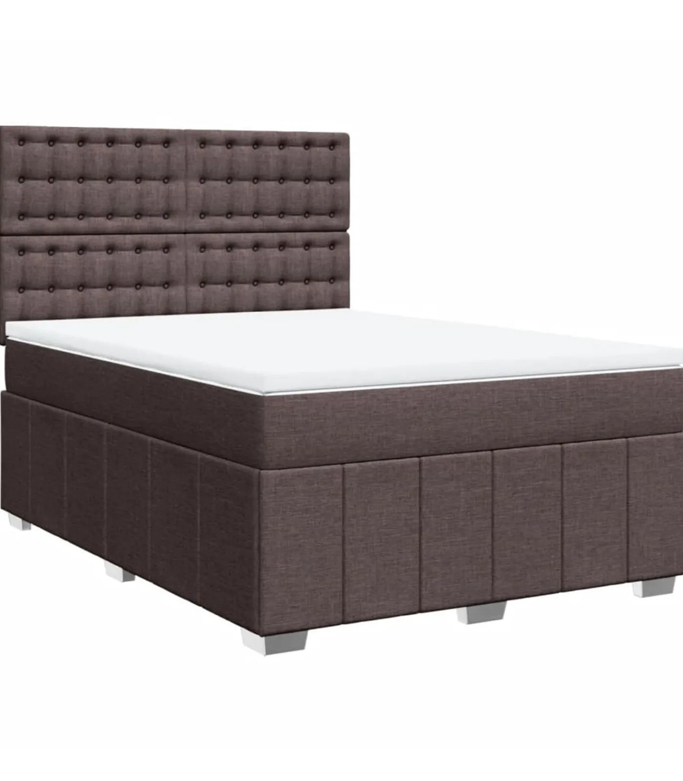 New Boxspring met matras stof donkerbruin 160x200 cm Bedden