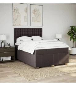 New Boxspring met matras stof donkerbruin 160x200 cm Bedden