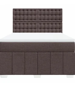 New Boxspring met matras stof donkerbruin 160x200 cm Bedden