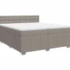Clearance Boxspring met matras stof taupe 200x200 cm Bedden