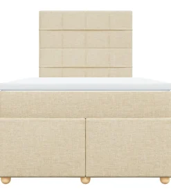 Outlet Boxspring met matras stof crèmekleurig 120x190 cm Bedden