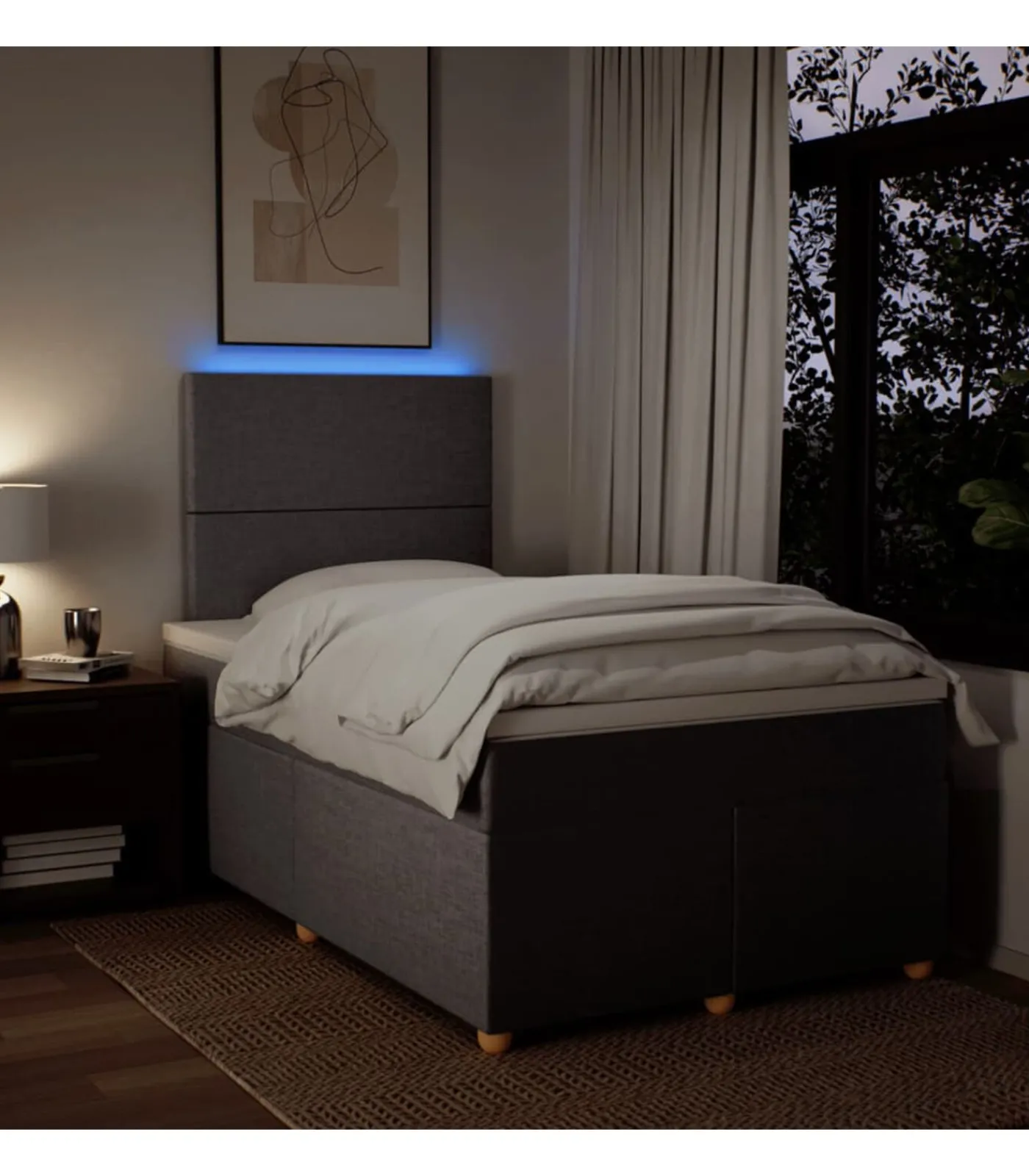 Clearance Boxspring met matras stof taupe 120x190 cm Bedden