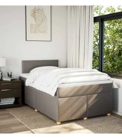 Boxspring met matras stof taupe 120x190 cm Bedden