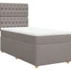 Boxspring met matras stof taupe 100x200 cm Bedden