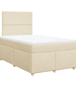 Best Boxspring met matras stof crèmekleurig 120x190 cm Bedden