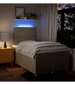 Best Boxspring met matras stof crèmekleurig 120x190 cm Bedden