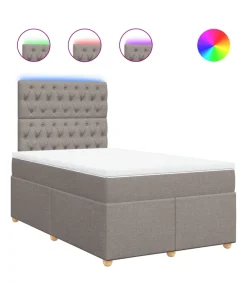New Boxspring met matras stof taupe 120x190 cm Bedden