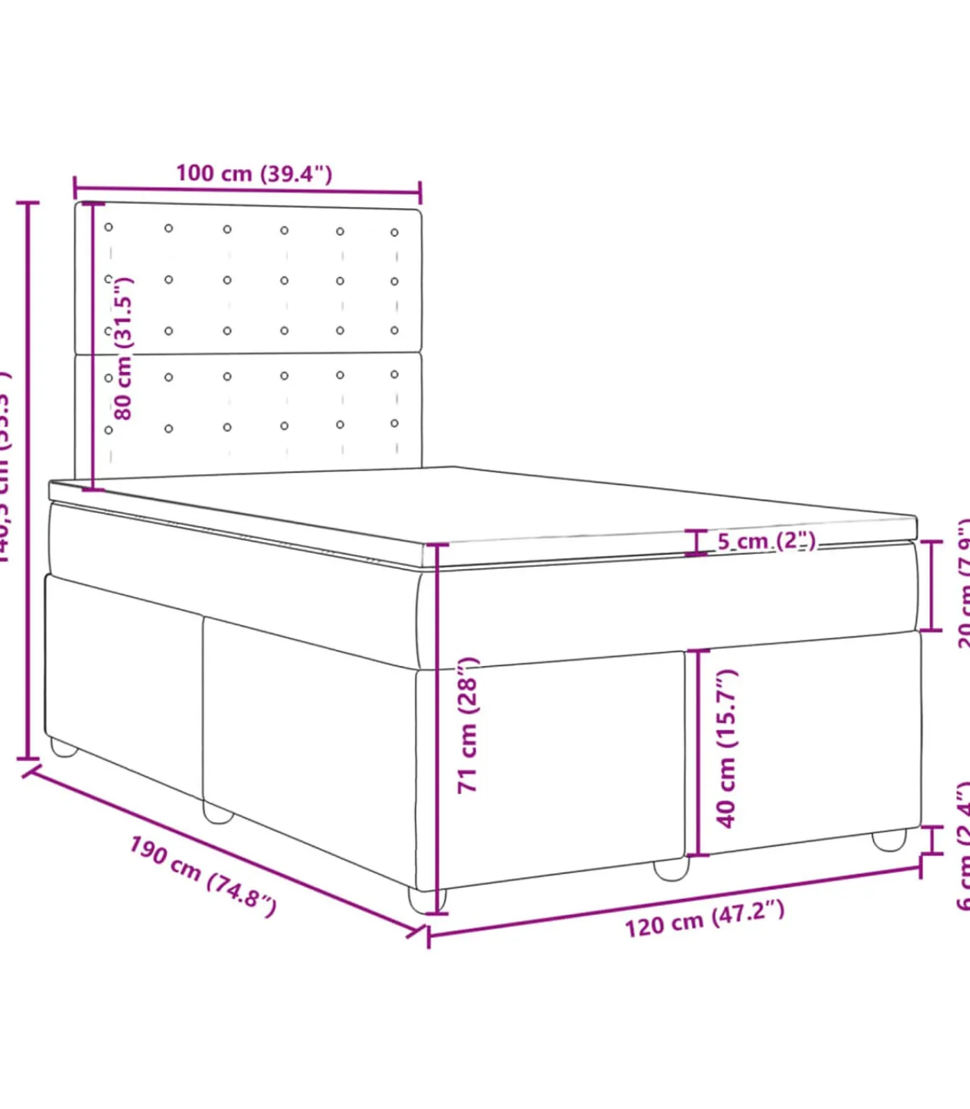 Clearance Boxspring met matras stof taupe 120x190 cm Bedden