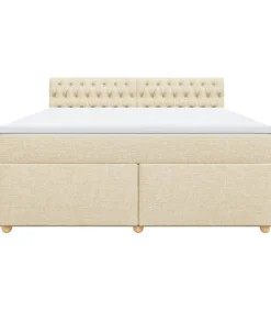 New Boxspring met matras stof crèmekleurig 180x200 cm Bedden