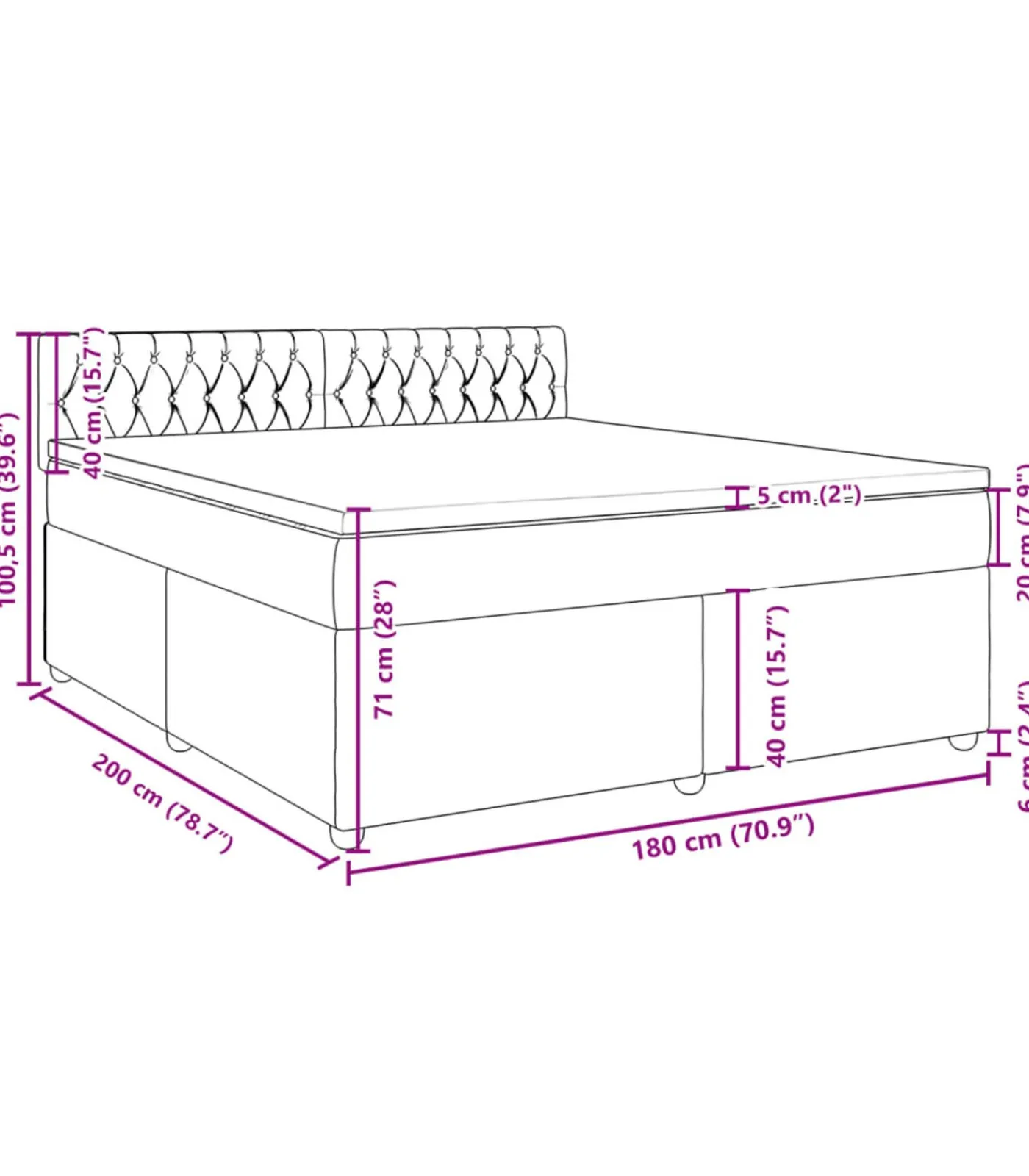 New Boxspring met matras stof crèmekleurig 180x200 cm Bedden