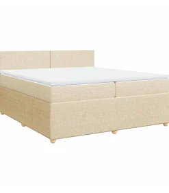 Outlet Boxspring met matras stof crèmekleurig 200x200 cm Bedden