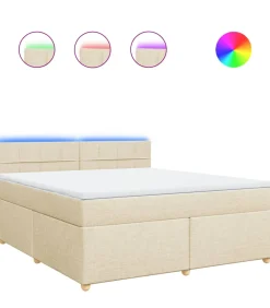 New Boxspring met matras stof crèmekleurig 180x200 cm Bedden