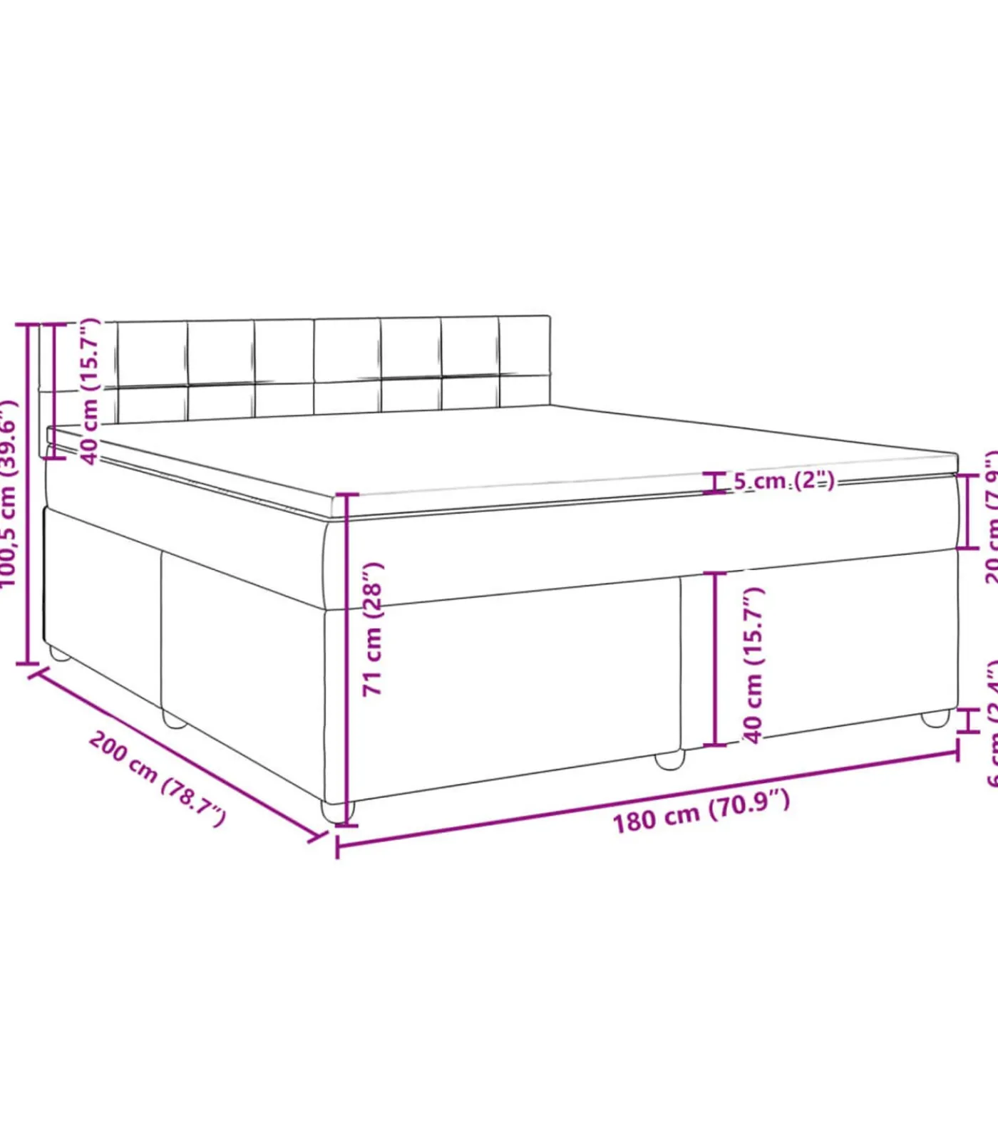 New Boxspring met matras stof crèmekleurig 180x200 cm Bedden