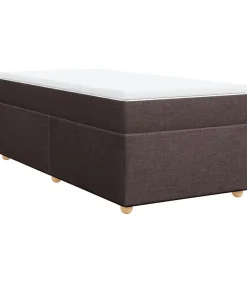 Online Boxspring met matras stof donkerbruin 90x200 cm Bedden