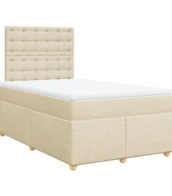 Outlet Boxspring met matras stof crèmekleurig 120x190 cm Bedden