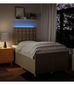 Outlet Boxspring met matras stof crèmekleurig 120x190 cm Bedden