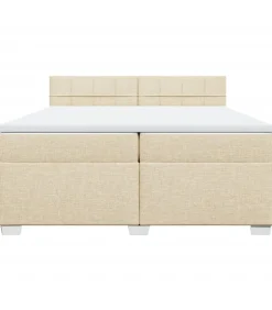 Outlet Boxspring met matras stof crèmekleurig 200x200 cm Bedden