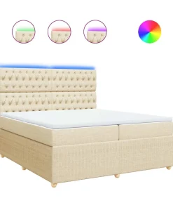 Boxspring met matras stof crèmekleurig 200x200 cm Bedden