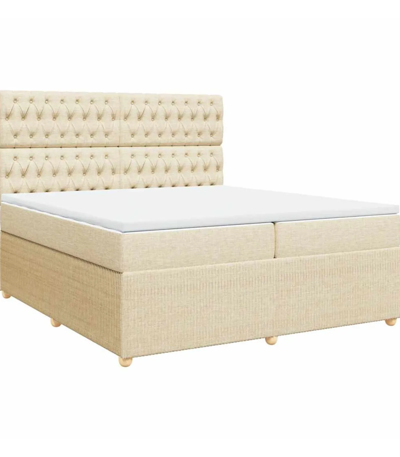 Boxspring met matras stof crèmekleurig 200x200 cm Bedden