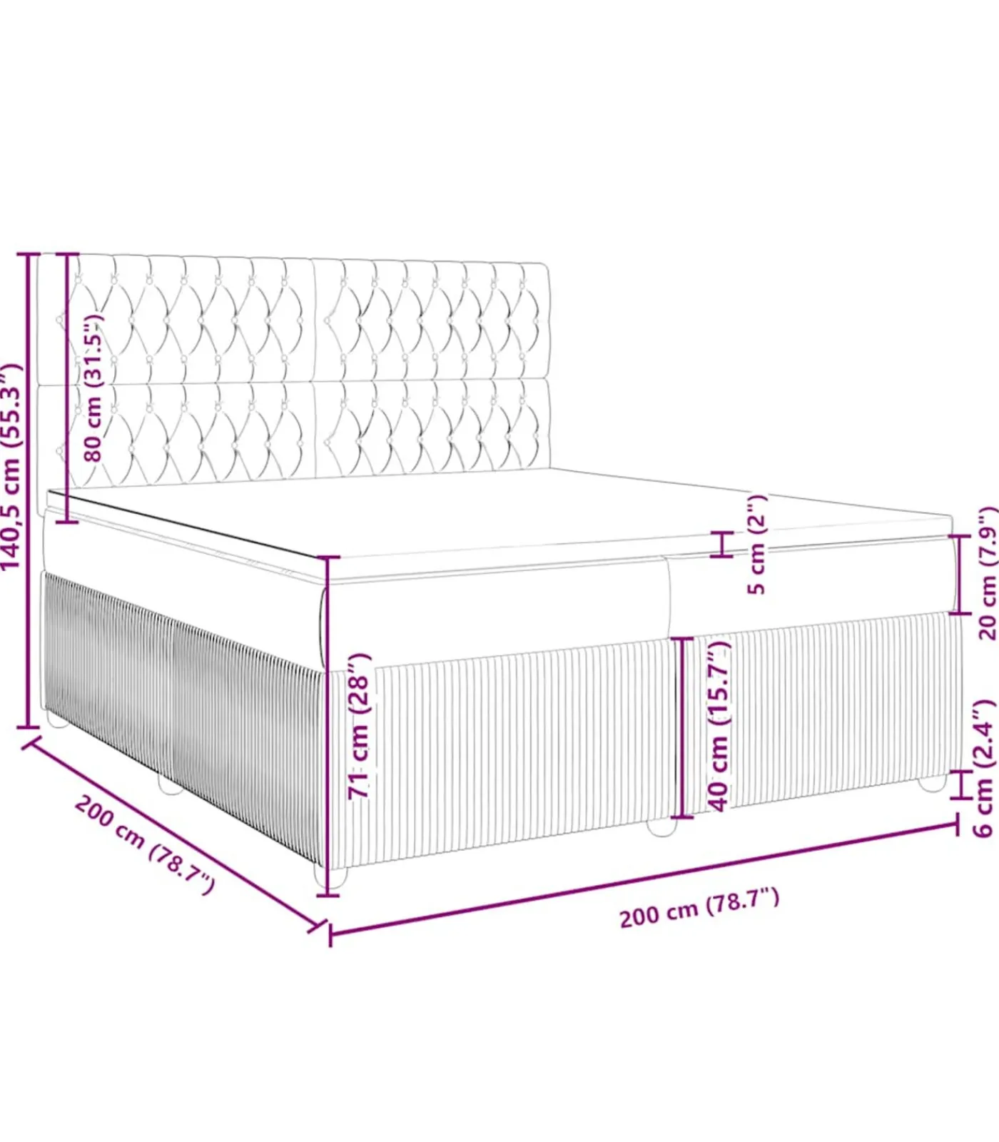 Boxspring met matras stof crèmekleurig 200x200 cm Bedden