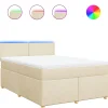 Discount Boxspring met matras stof crèmekleurig 160x200 cm Bedden