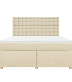 Online Boxspring met matras stof crèmekleurig 180x200 cm Bedden