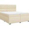 Boxspring met matras stof crèmekleurig 200x200 cm Bedden
