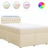 Clearance Boxspring met matras stof crèmekleurig 120x190 cm Bedden