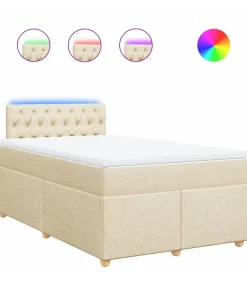 Clearance Boxspring met matras stof crèmekleurig 120x190 cm Bedden