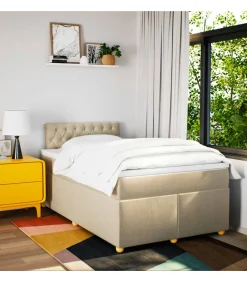 Clearance Boxspring met matras stof crèmekleurig 120x190 cm Bedden