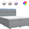 New Boxspring met matras stof lichtgrijs 200x200 cm Bedden