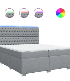 New Boxspring met matras stof lichtgrijs 200x200 cm Bedden