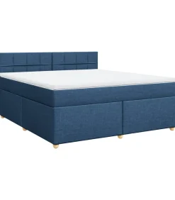Online Boxspring met matras stof blauw 180x200 cm Bedden