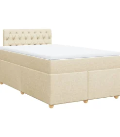 New Boxspring met matras stof crèmekleurig 120x190 cm Bedden