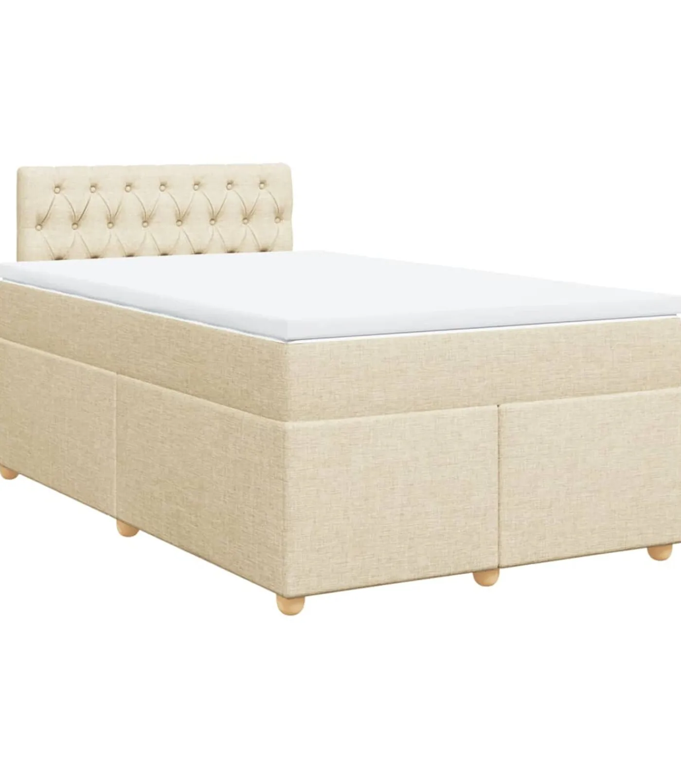 New Boxspring met matras stof crèmekleurig 120x190 cm Bedden