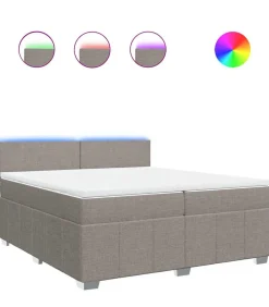 Hot Boxspring met matras stof taupe 200x200 cm Bedden