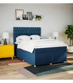 Outlet Boxspring met matras stof blauw 140x200 cm Bedden
