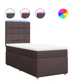 Outlet Boxspring met matras stof donkerbruin 90x200 cm Bedden