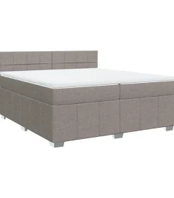 Sale Boxspring met matras stof taupe 200x200 cm Bedden