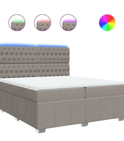 Boxspring met matras stof taupe 200x200 cm Bedden