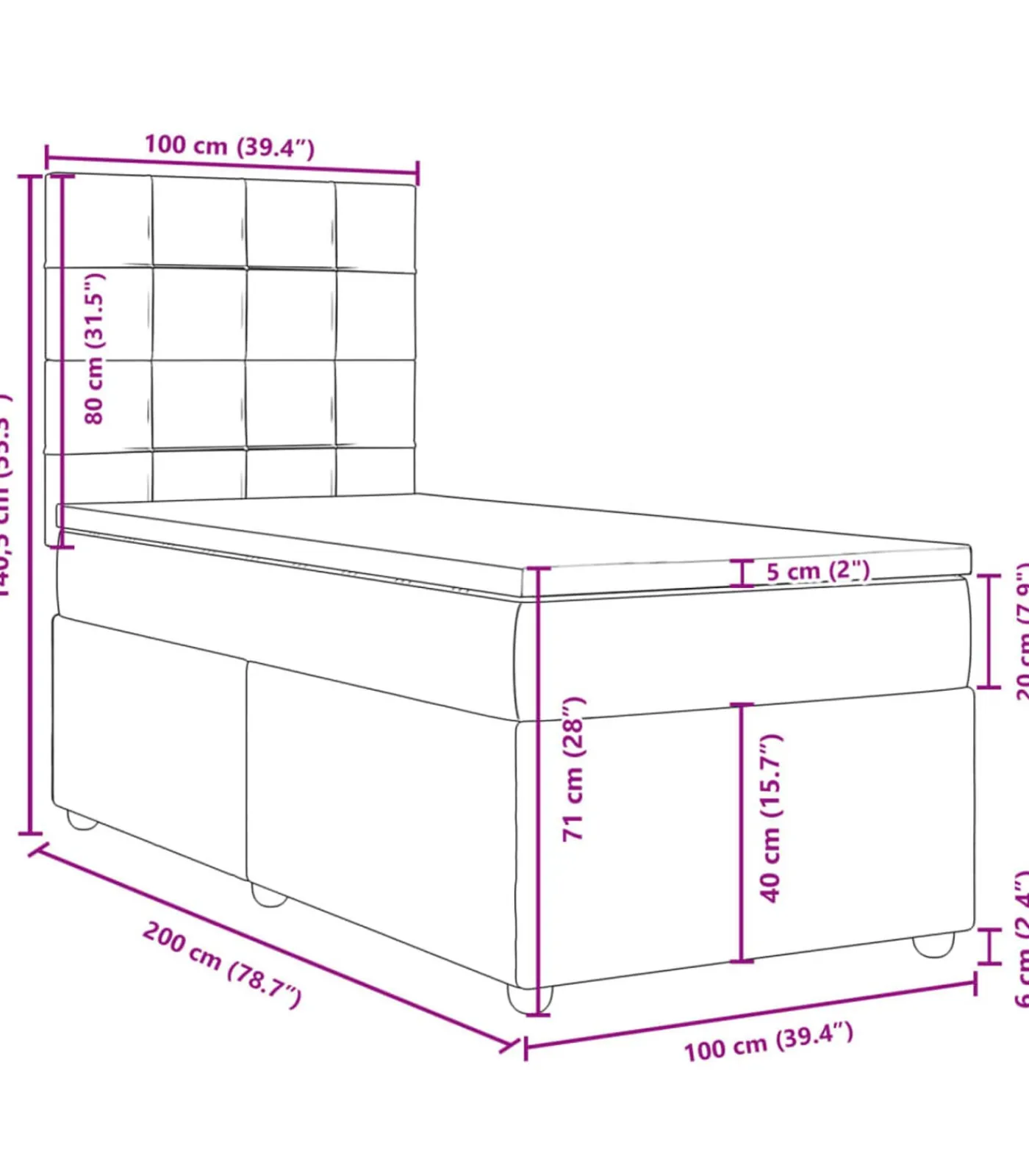 Discount Boxspring met matras stof taupe 100x200 cm Bedden