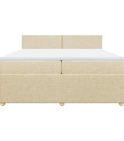 Boxspring met matras stof crèmekleurig 200x200 cm Bedden