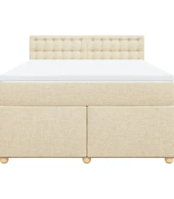 Outlet Boxspring met matras stof crèmekleurig 160x200 cm Bedden