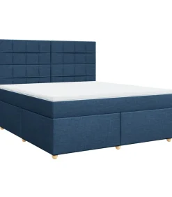 Hot Boxspring met matras stof blauw 180x200 cm Bedden
