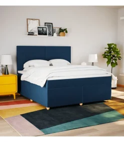 Hot Boxspring met matras stof blauw 180x200 cm Bedden