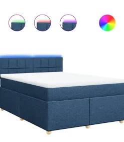 Outlet Boxspring met matras stof blauw 140x200 cm Bedden