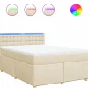 New Boxspring met matras stof crèmekleurig 160x200 cm Bedden