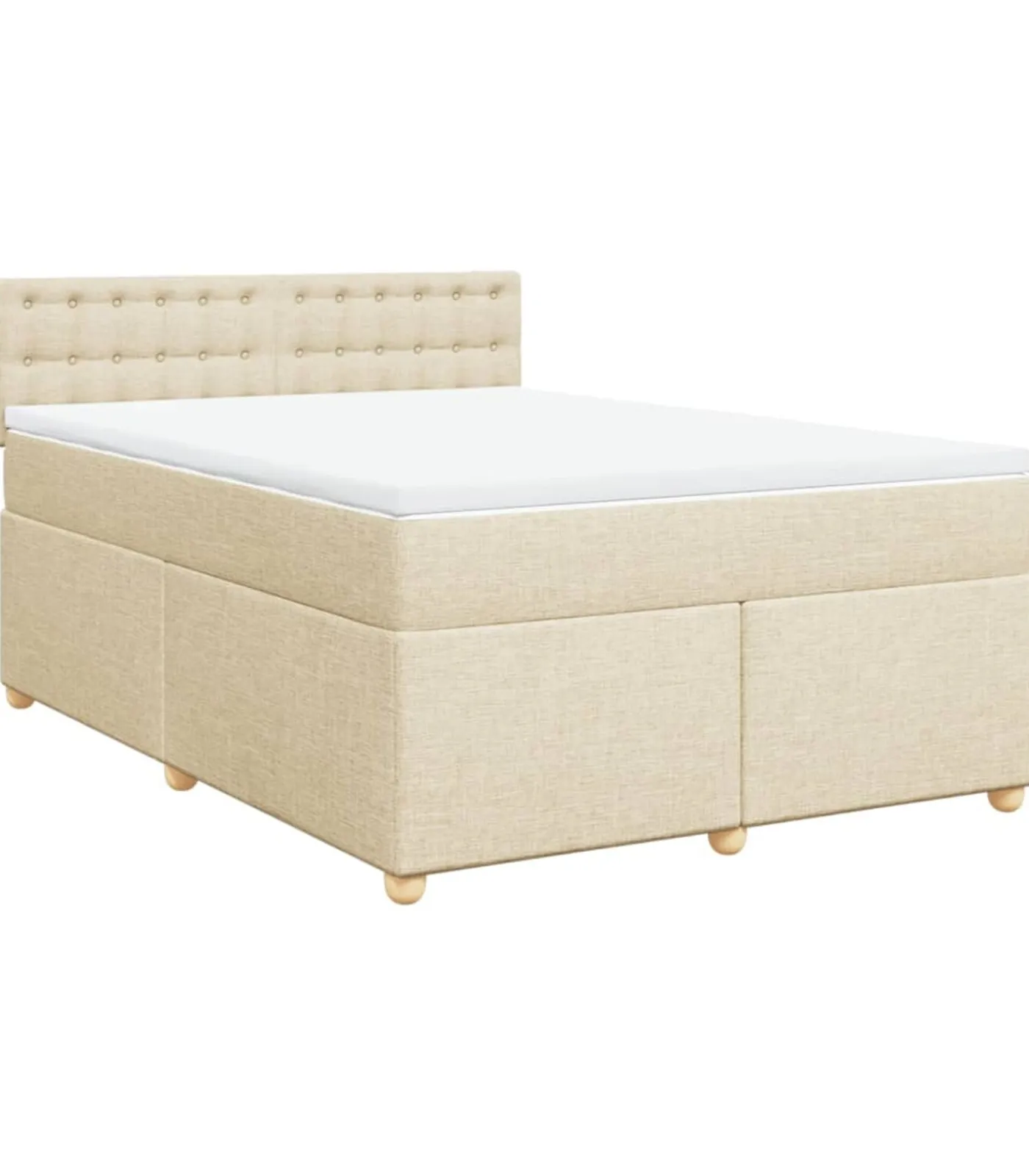 New Boxspring met matras stof crèmekleurig 160x200 cm Bedden