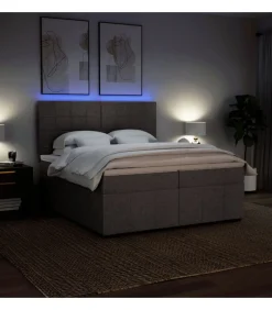 Discount Boxspring met matras stof taupe 200x200 cm Bedden